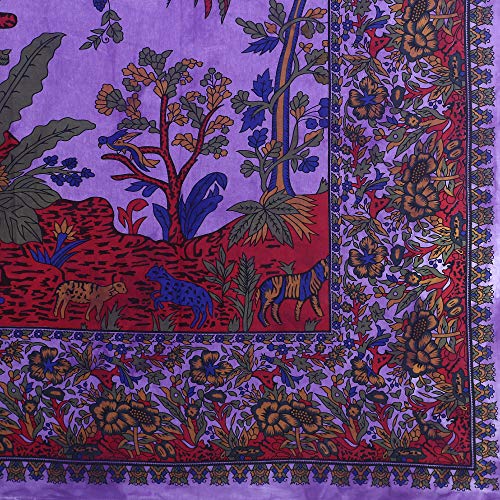 Popular Handicrafts Indian Hippie Bohemian Beautiful Tie Dye Tree of Life Birds Curtain Panels Purple - color: Purple, size: 38"W x 83"L (Pack of 2)