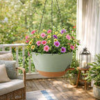 Hanging Plant Pots 12 inch Set of 2, Self Watering Hanging Planters with Drainage Holes, Indoor Outdoor Plastic Flower Pots with Hanging Chains for Balcony, Porch, Garden, Home Décor, Green