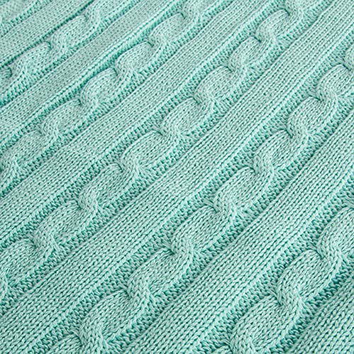 NTBAY 100% Pure Cotton Cable Knit Toddler Blanket, Super Soft Warm Breathable 30x40 Baby Blanket for Crib, Stroller, Nursery, Travel, Newborn, 30x40 Inches, Light Blue - color: Light Blue