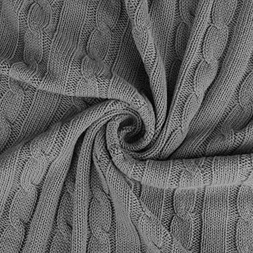 uxcell Cotton Cable Knit Throw Blanket Soft Throw Couch Covers Decors Knitted Blankets for Sofa Bed, Grey Throw(47" x 70") - color: Grey, size: Throw (47" *78")