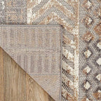 Rugshop Distressed Geometric Indoor/Outdoor Beige Runner Rug Modern Tribal Stripe, Durable Stain Resistant Low Profile Perfect for Patio, Backyard, Deck and Outdoor Lounge 2' x 7' - size: 2' x 7' (Rectangular)