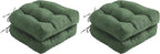 Outdoor Chair Cushions Set of 2, Patio Chair Cushions with Ties, 19x19+5” Tufted Outdoor Seat Cushions, Waterproof Patio Furniture Cushions, Outdoor Dining Chair Pads, Forest Green (Pack of 2)