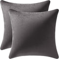 Throw Pillow Covers 16x16 Dark-Grey: 2 Pack Cozy Soft Velvet Square Decorative Pillow Cases for Farmhouse Home Decor