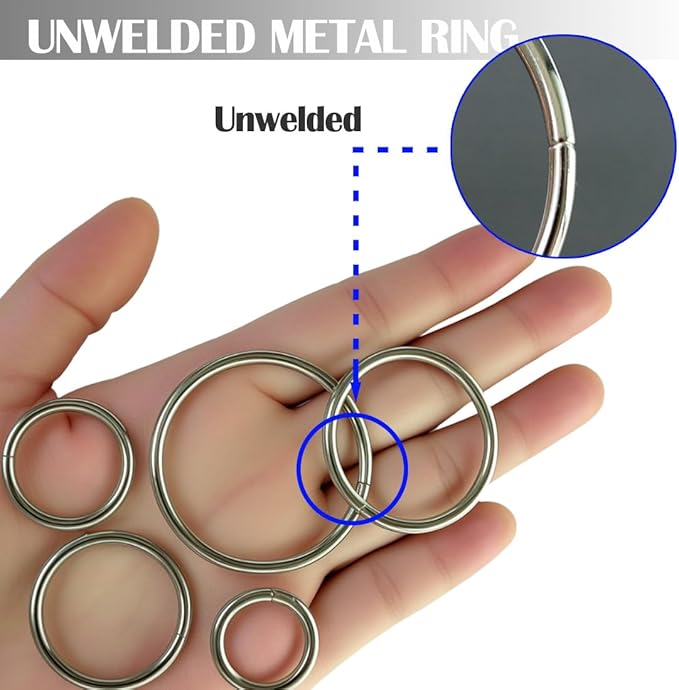 Ewparts Multi Size Metal Rings for Crafts 60 Pack Macrame Metal O Ring 3mm Thick None Welded Craft Rings for Sewing,Dog Leash,Dog Collor,Macrame Plant Hanger,Jewelry Making,Curtain,Keychain,Lanyard