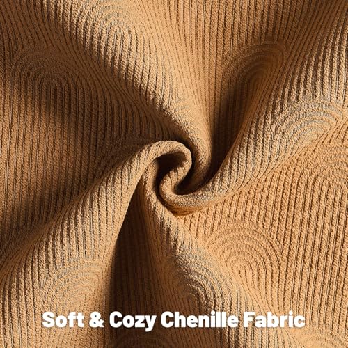 FUTEI Pack of 2 Chenille Decorative Throw Pillow Covers 18x18 Inch,Soft Cozy Striped Geometric Patterns Cushion Case,Modern Home Decor for Couch Bed Living Room,Bronze - color: Bronze, size: 18" x 18" (Pack of 2)