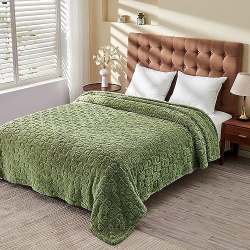 FY FIBER HOUSE Throw Blankets with Heart Checkered,Soft Warm Blankets for Lover Mom Father Gifts,Washable Lightweight Fuzzy Blanket for Couch Sofa Bed All Season(Sage Green,90"x90") - color: Sage, size: Queen(90"x90")