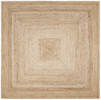 SAFAVIEH Natural Fiber Collection Area Rug - 6' Square, Natural & Ivory, Handmade Farmhouse Boho Coastal Rustic Jute, Ideal for High Traffic Areas in Living Room, Bedroom (NF885B) - size: 6' x 6' (Square)