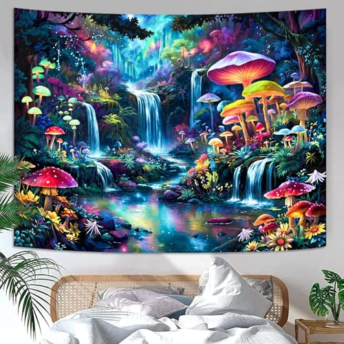 Zussun Hippie Sun Tapestry Boho Vintage Sunrise Nature Tree Lake Wall Tapestry for Bedroom Aesthetic Colorful Landscape Small Tapestries Wall Hanging for Dorm Living Room Decor 60 x 44 Inch - color: Blue Red, size: 60"L x 44"W