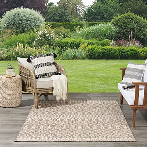 Nourison Home Positano Beige 7' x 10' Area Rug - Easy Clean, Non Shedding, Bed Room, Living Room, Dining Room, Kitchen (7' x 10') - color: Beige, size: 7' x 10' (Rectangular)