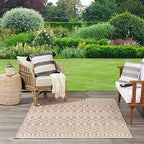 Nourison Home Positano Beige 7' x 10' Area Rug - Easy Clean, Non Shedding, Bed Room, Living Room, Dining Room, Kitchen (7' x 10') - color: Beige, size: 7' x 10' (Rectangular)