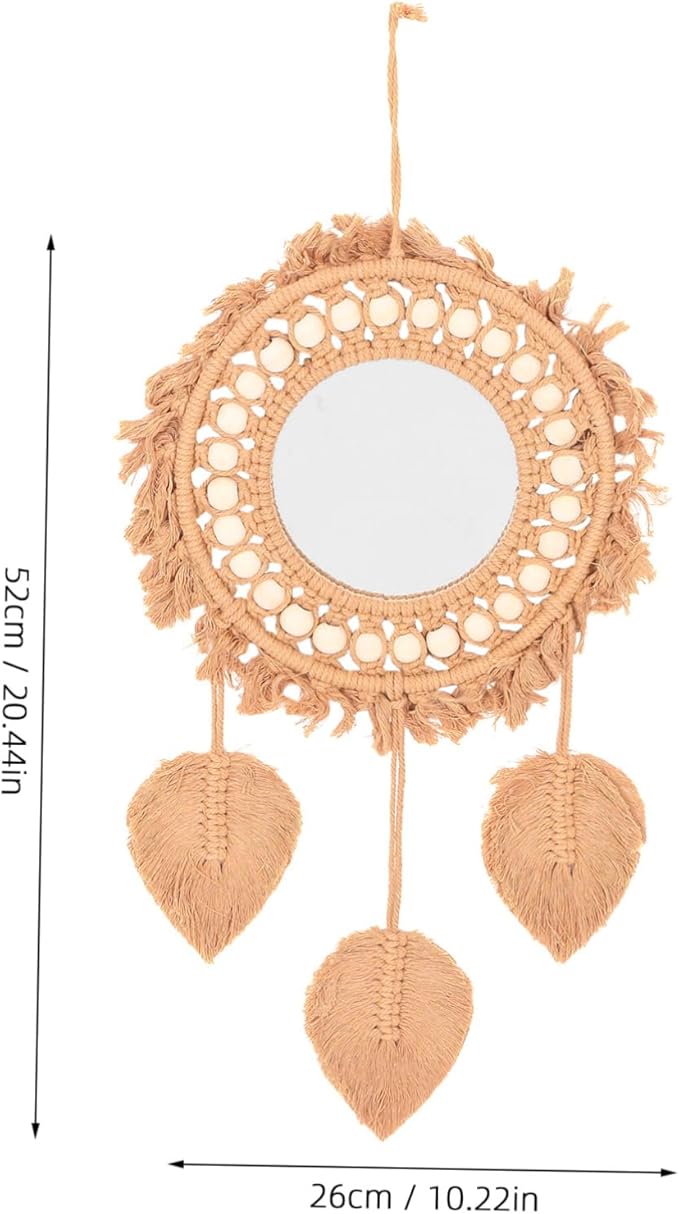FRCOLOR Boho Woven Tapestry Mirror Rustic Rope Wall Mirror for Bedroom Entryway Living Room and Bathroom Decor Decoration with Excellent Clarity and Durability