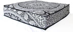 Black White Elephant Flower Mandala Mandala Barmeri Large Floor Pillow Cover Cushion Meditation Seating Ottoman Throw Cover Hippie Decorative Zipped Bohemian Pouf Ottoman Cases 24 " square