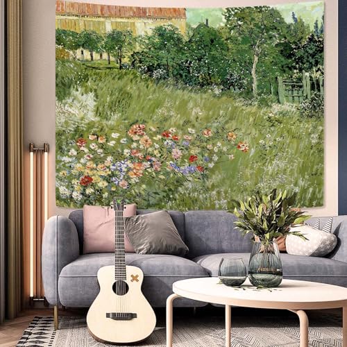 Yeoiat Van Gogh Tapestry Floral Wall Tapestry, Nature Tapestries for Bedroom Art Tapestries Wall Hanging for Bedroom Living Room 60"x80" - color: Green, size: 80"L x 60"W