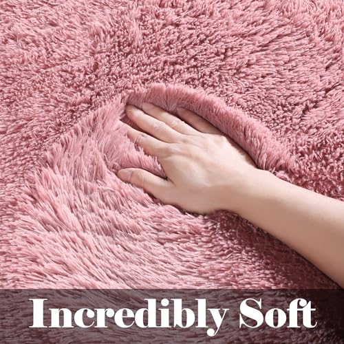 ONASAR Blush Runner Rugs for Bedroom Living Room, Fluffy 2x6 Bedside Hallway Area Rug, Ultra Soft Plush Furry Faux Fur Non Slip Floor Carpet for Nursery Kids Dorm Closet Home Decor Aesthetic - color: Blush, size: 2' x 6' (Runner)