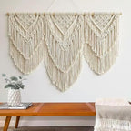 oiikain Large Handmade Boho Macrame Wall Hanging Tapestry - Chic Bohemian Woven Home Decor art for Living Room, Bedroom, and Wedding Parties(Double Layer,43''*32'')