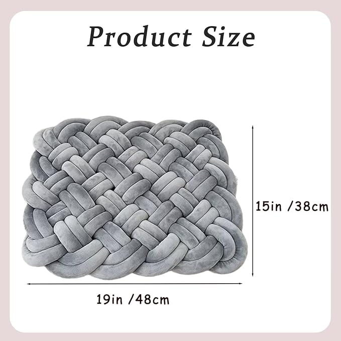 Knot Floor Seat Cushions 19 x 15 Inch Handmade Knotted Meditation Cushion for Bedroom Reading Room Balcony Office Sofa Decor White