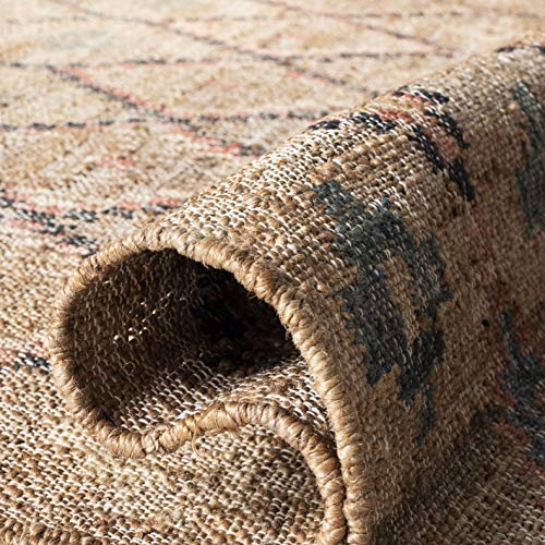 SAFAVIEH Kilim Collection Accent Rug - 2' x 3', Natural & Blue, Handmade Moroccan Boho Jute & Cotton, Ideal for High Traffic Areas in Entryway, Living Room, Bedroom (KLM753A) - color: Natural/Blue, size: 2' x 3' (Rectangular)