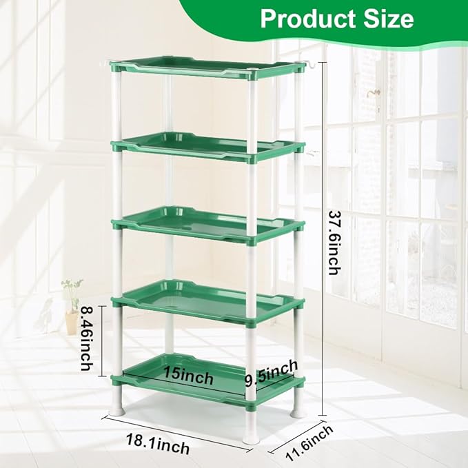 5-Tier Seed Starter Tray, Plant Stand Designed for Cell Trays and Small Pots for Gardening Indoor Outdoor Growing (Blue)