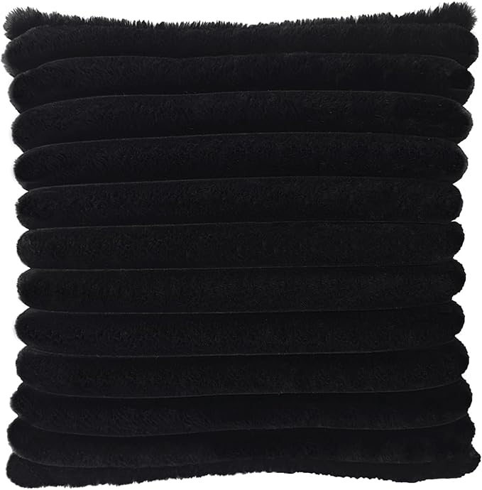 1 Pack 18x18 Pillow Cover Velvet Pillow Covers, Faux Fur Square Throw Pillow Covers for Living Room Decorations Throw Pillow Case, Throw Pillow Cover Cushion Cover for Home Sofa Bedroom Car, Black