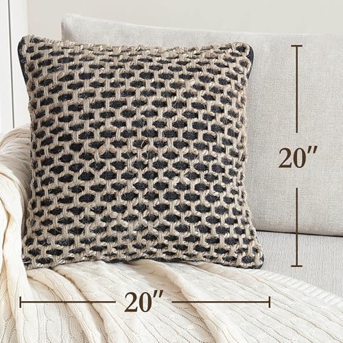 Boho Living Jada Decorative Throw, Includes Accent, Premium Woven Design, Living Room Décor, (1) 20" x 20" Pillow Cover with Insert, Black - color: Black, size: (1) 20" x 20" Pillow Cover With Insert