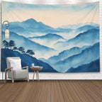 EMMTEEY Mountain Tapestry Cloudy Mountains 80X60 Inch Large Tapestry Wall Art Hanging Tapetries for Bedroom Living Room Dorm Décor