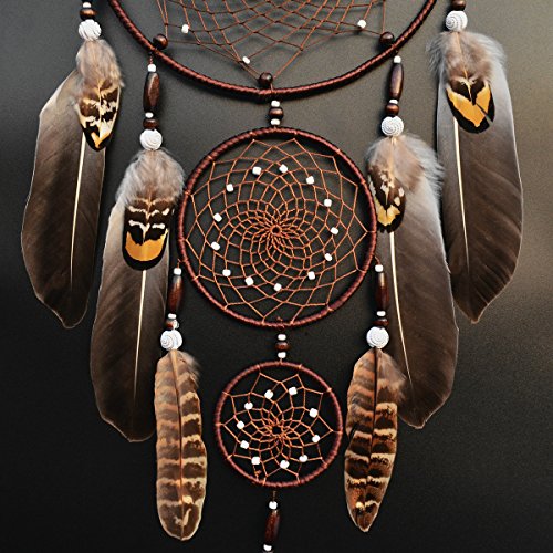Urdeoms Large Dream Catchers for Bedroom Adult Brown Boho Dream Catcher Wall Decor with Turquoise Hanging Ornament Teen Dorm Room Decor Festival Gift