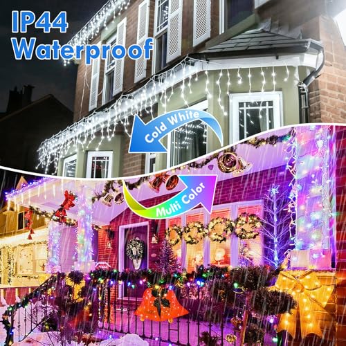 88FT 240LED Connectable String Lights Indoor Outdoor Clear Wire, Cold White⇋Multicolor Christmas String Lights, Plug in Twinkle Fairy Light With Timer For Wedding Patio Tree Yard Christmas Decorations - color: Multicolor ⇋ Cool White, size: 240LED