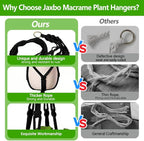 Macrame Plant Hangers 2 Pack Indoor Outdoor Hanging Planter Basket Handmade Rope Hanging Plant Holder for Indoor Outdoor Boho Home Decor 41 Inch, Black