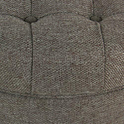 HomePop 25" Button Tufted Round Storage Ottoman - Dark Gray - color: Dark Gray