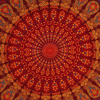 Bless International Indian hippie Bohemian Psychedelic Golden Blue Peacock Mandala Wall hanging Bedding Tapestry (Golden Brown Maroon, Medium (54x60Inches)(137x152cms)) - color: Golden Brown Maroon, size: 60"L x 54"W