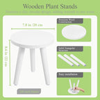 Samll Plant Stand Indoor/Outdoor for Plants,Wood White Planter Stands Holder Mid Century Pedestal Shelf,Sturdy Short Flower Rack Boho Short Plant Table 8.6"Tall Wooden Plants Stool for Garden,Patio