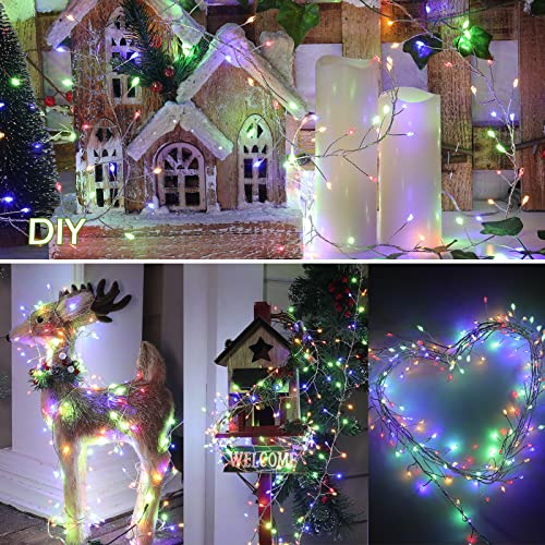 Minetom Fairy Lights Plug in, 10Feet 200LED Cluster String Lights, Silver Wire Waterproof Starry Firecracker Lights for Ceiling Bedroom Wreath Window Wedding Christmas Tree Decorations, Multicolor - color: Multicolor, size: 1 Pack(200LED)