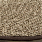 SAFAVIEH Area Rug 6' Round - Natural Fiber Collection - Natural & Dark Brown, Seagrass, Basketweave Pattern with Border (NF114K) - color: Natural/Dark Brown, size: 6' (Round)