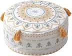 MOCOFO Round Unstuffed Pouf Cover D45xH20cm Scandinavian Simplicity Geometric Print Floor Cushion - Washable Ottoman for Living Room Home Decor