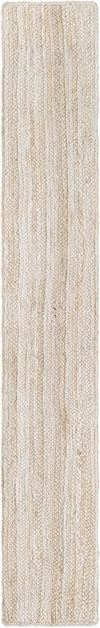 Unique Loom Braided Jute Collection Area Rug - Dhaka (1' 2" x 8' Table Runner, White)