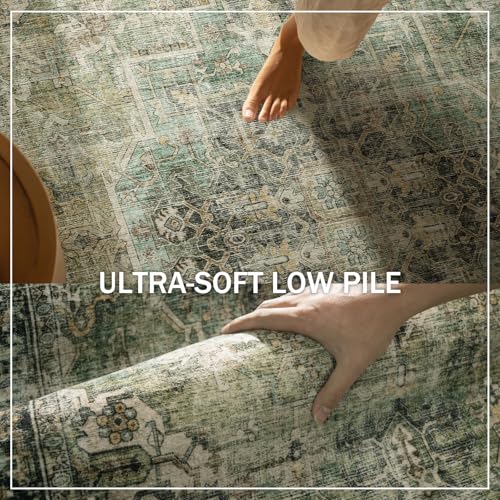 Machine Washable Kitchen Runner Rug: 2'x6' Hallway Rug Non Slip Low-Pile Stain Resistant Soft Carpet Runners for Entryway Hallways Kitchen Laundry Room Beside Farmhouse - color: Black and Green, size: 2' x 6' (Rectangular)