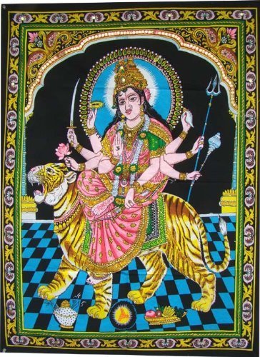 Rastogi Handicrafts Cotton Wall Hanging Indian 40" X 30" Poster Size (DURGA-G) - color: DURGA-G