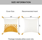 Adabana Boho Throw Pillow Covers 18x18, Decorative Tufted Pillows Cover for Couch Bed, Sun Sunshine Pillow Cover for Kids