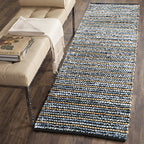 SAFAVIEH Cape Cod Collection Runner Rug - 2'3" x 14', Blue & Natural, Handmade Flat Weave Braided Jute & Cotton, Ideal for High Traffic Areas in Living Room, Bedroom (CAP363A) - size: 2'3" x 14' (Runner)