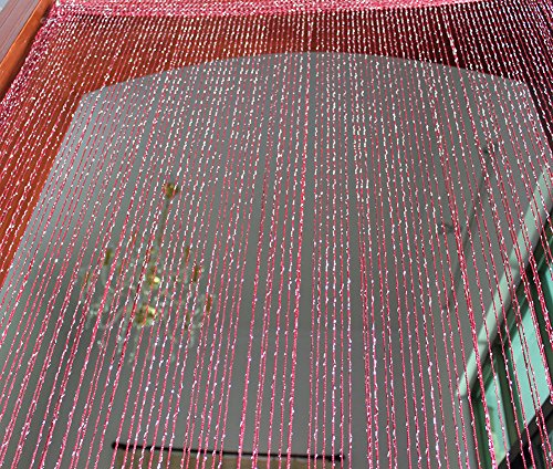 1x2 M Door String Curtain Rare Flat Silver Ribbon Thread Fringe Window Panel Room Divider Cute Strip Tassel for Wedding Coffee House Restaurant Parts, Claret - color: Claret Red