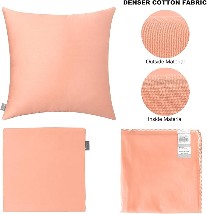 4-Pack 100% Cotton Comfortable Solid Decorative Throw Pillow Case,Thmyo Square Cushion Cover Pillowcase Sublimation Blank Pillow Covers DIY Throw Pillowcase for Sofa(20x20 inch/ 50x50cm,Sakura Pink)
