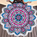 Benefeet Sox Large Mandala Beach Towel Round Microfiber Circle Beach Towels Bohemian Roundie Beach Blanket Quick Dry Beach Throw Blanket Sand Free Pool Towels, 59 Inches Blue Pink - color: Mandala, Blue Pink