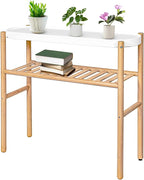 Bamboo Plant Stand Indoor, 2 Tier Tall Plant Storage Stand Table Top for Multiple Plants, Window Plant Shelf Table Plant Rack for Balcony Garden Living Room Indoor Outdoor Home 2-Tier-8 Pot-Nature