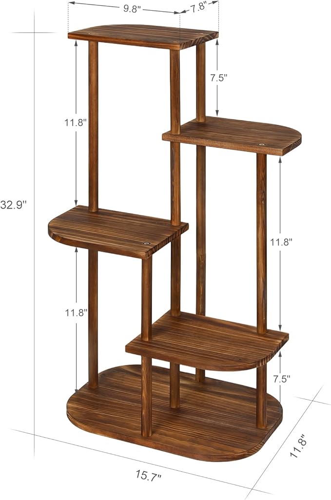 5 Tier Wood Plant Stand for Multiple Plants Indoor Plant Shelf Multi-Tier Flower Pot Holder Corner Display Rack