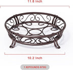 Yimobra Metal Plant Stand for Outdoor Indoor, Heavy Duty Flower Pots Holder Rustproof Wrought Iron Planter Stands Garden Round Supports Rack for Planter 11.8 Inches, Bronze Brown
