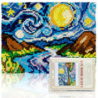 ORIGACH Starry Night Sky Latch Hook Rug Kit for Adults Printed Rug Making Kit Handmade Carpet Tapestry Cover with Hook Latch and Preprinted Canvas, Home Arts Crafts Sofa Decor, 20.5x15inch - style: Starry Night Sky