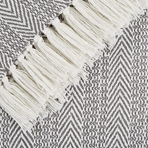 DII Herringbone Striped Collection Cotton Throw Blanket, 50x60, Gray - color: Gray, size: 50x60"