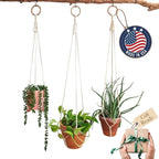 Set of 3 Macrame plant hanger for pots 4-10” live plants indoor and outdoor decor hanging plant holder Boho décor Plant stand Indoor plant shelf for Hanging planter for plant pots (Vanilla White)