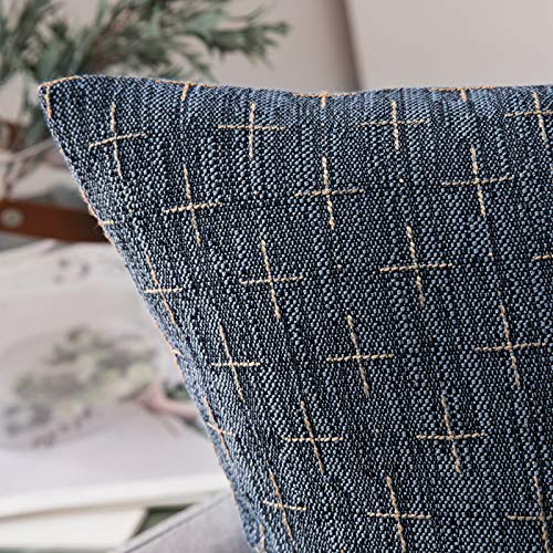 MIULEE Pack of 2 Decorative Burlap Linen Throw Pillow Covers Modern Farmhouse Vintage Pillowcase Rustic Woven Textured Cushion Cover for Sofa Couch Bed 20x20 Inch Blue - color: Blue, size: 20" x 20" (Pack of 2)
