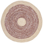 SAFAVIEH Cape Cod Collection 4' Round Rust / Natural CAP210P Handmade Braided Jute & Cotton Area Rug - color: Rust/Natural, size: 4' (Round)